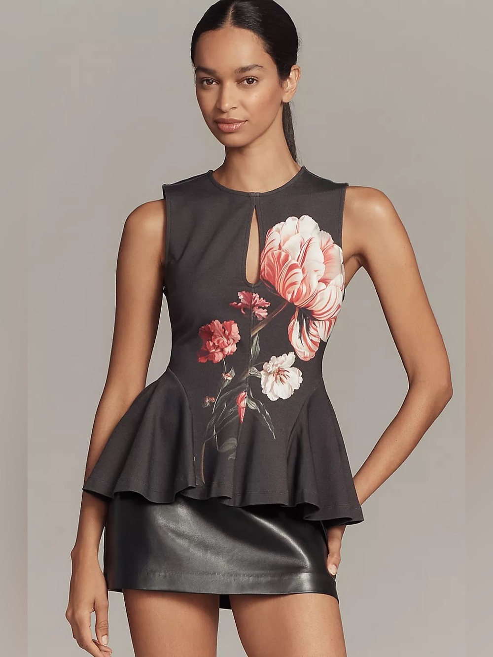 Anthropologie Maeve Night Watch Peplum Tank Top